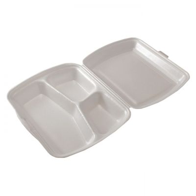 Food box white 3 compartments, 100 pcs.